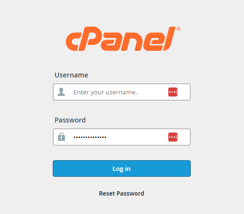 Log in to Control Panel
