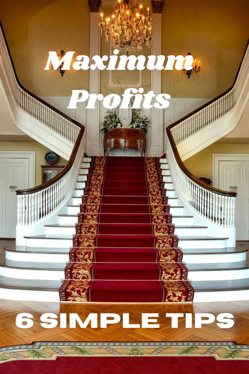 White luxury staircase with brown carpet