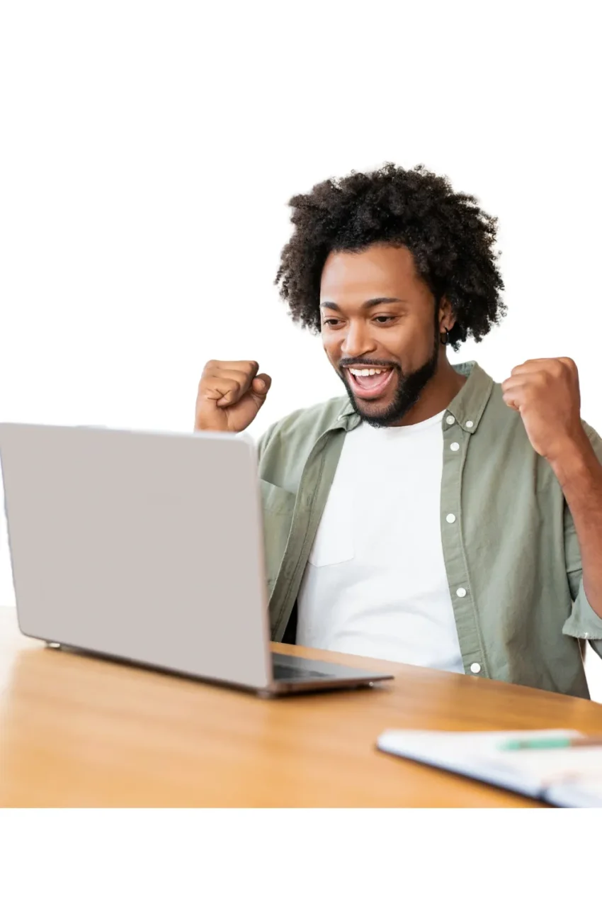 man happy after securing his vps hosting plan