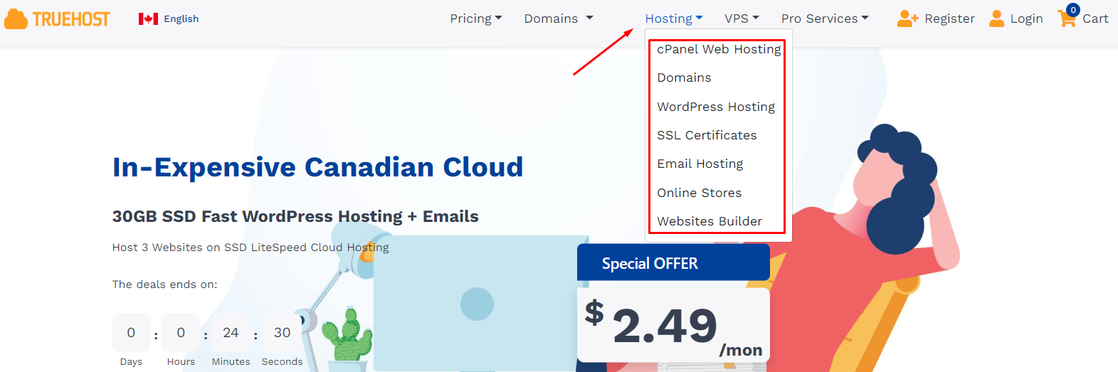 Get Hosting on Truehost Canada