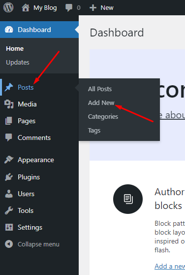 Create pages and posts