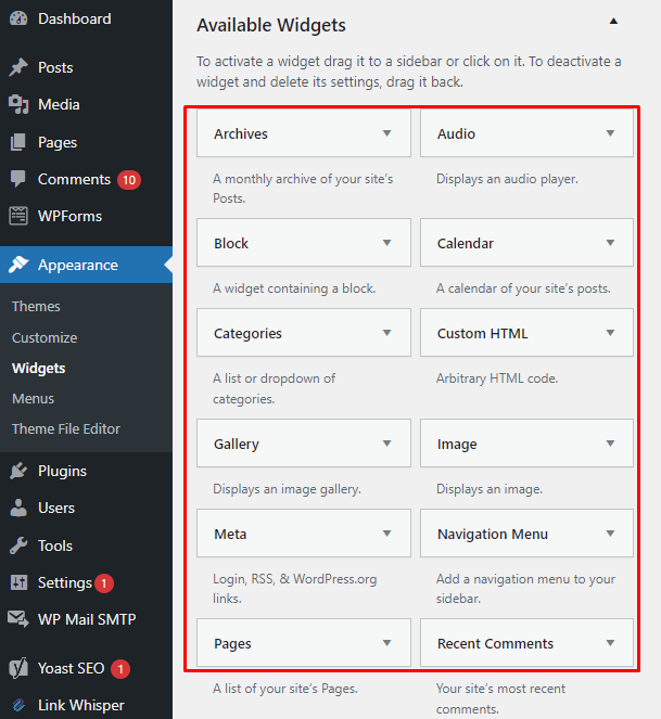 Use widgets to customize your sidebar