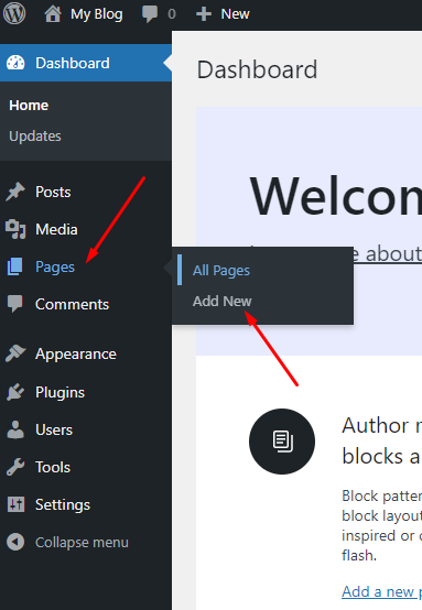 Create pages and posts